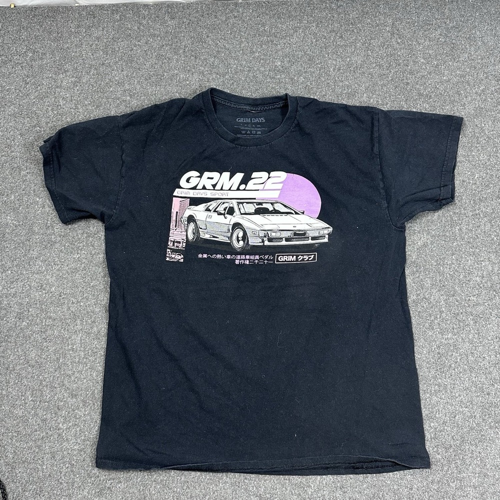 Grim Days GRM.22 Black Graphic Car Tee Men's Large